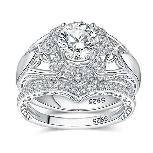 JewelryPalace Vintage Halo Farfalla anello argento zirconia