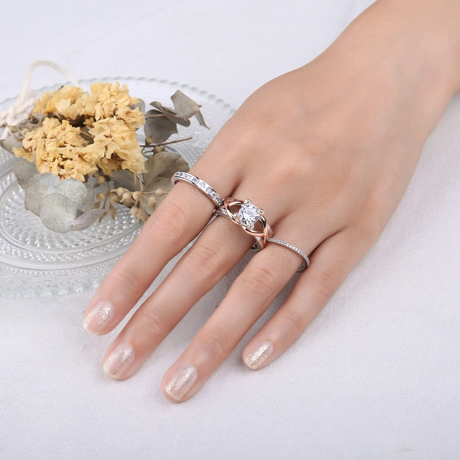 JewelryPalace Cuore Puzzle anello solitario argento 925 zirconia