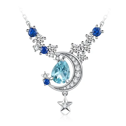 JewelryPalace Luna e Stella collana argento 925 topazio azzurro