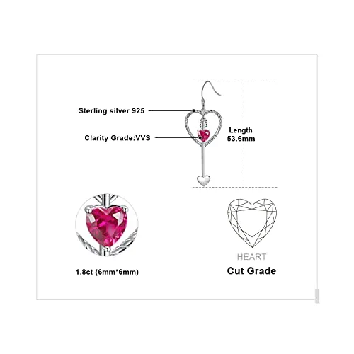 JewelryPalace Cuore Rosso 1.8ct orecchini argento zirconia