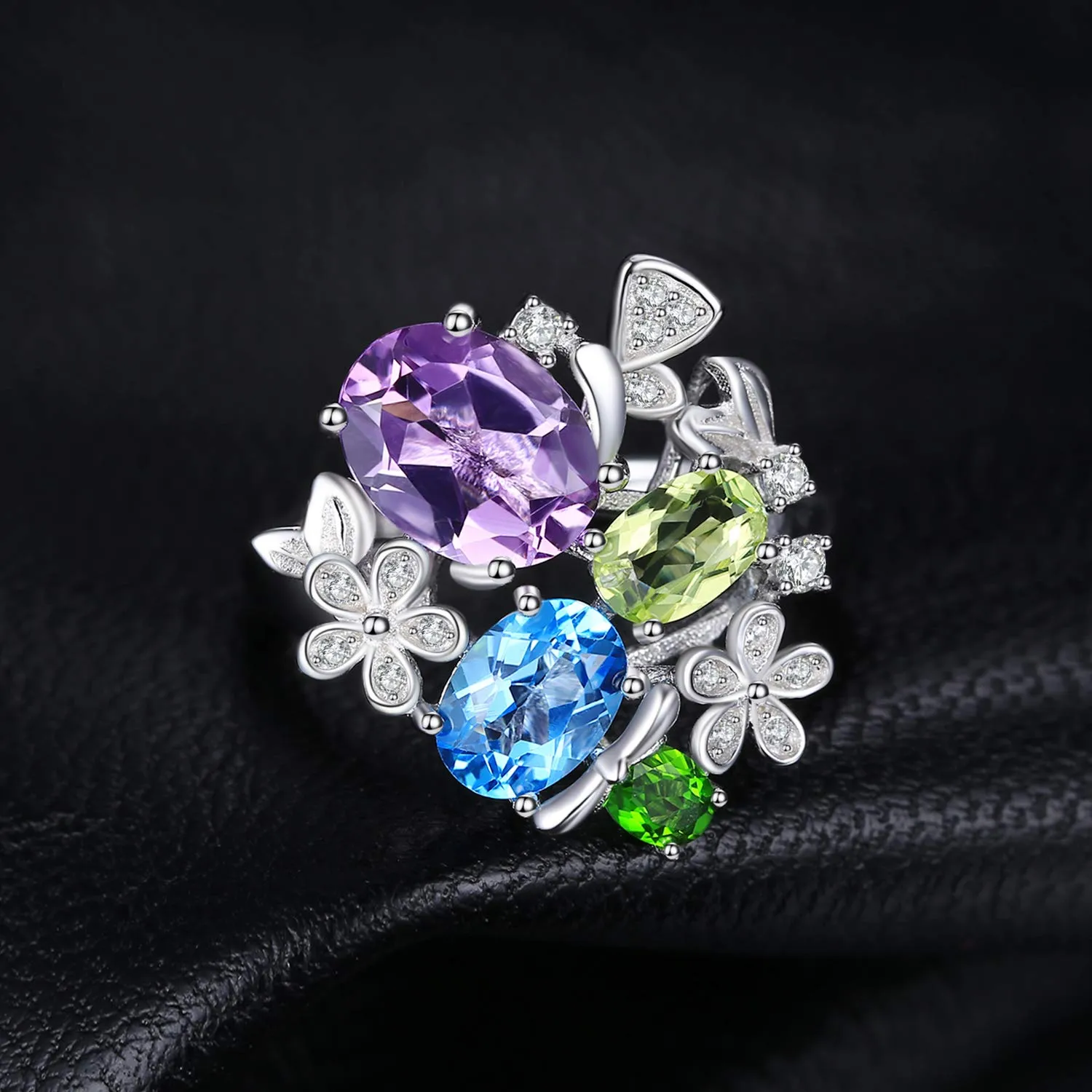 JewelryPalace Naturale Anello Topazio Ametista Peridoto