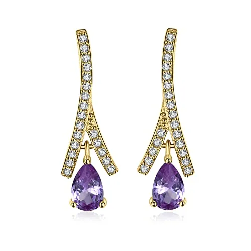 JewelryPalace orecchini pendenti argento 925 viola pera