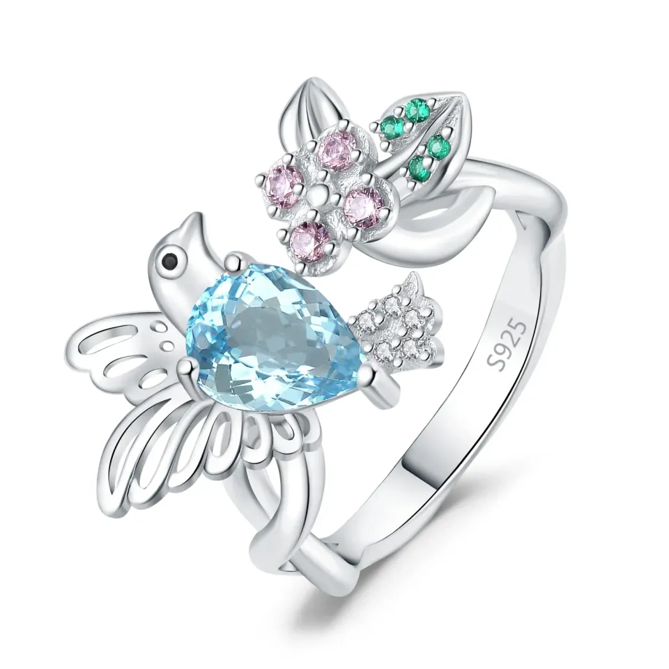 JewelryPalace Colibrì Infinito anello topazio azzurro