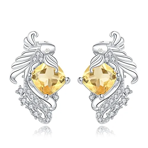 JewelryPalace Carpa Koi 2.2ct orecchini argento citrino giallo