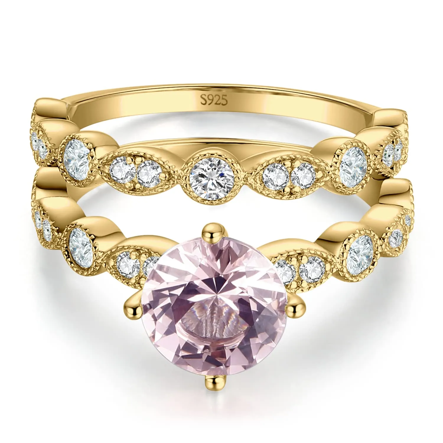 JewelryPalace Vintage Halo Pera anello morganite oro rosa