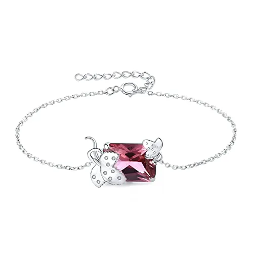 JewelryPalace Fragola 0.08ct bracciale argento zirconia rosa foglia