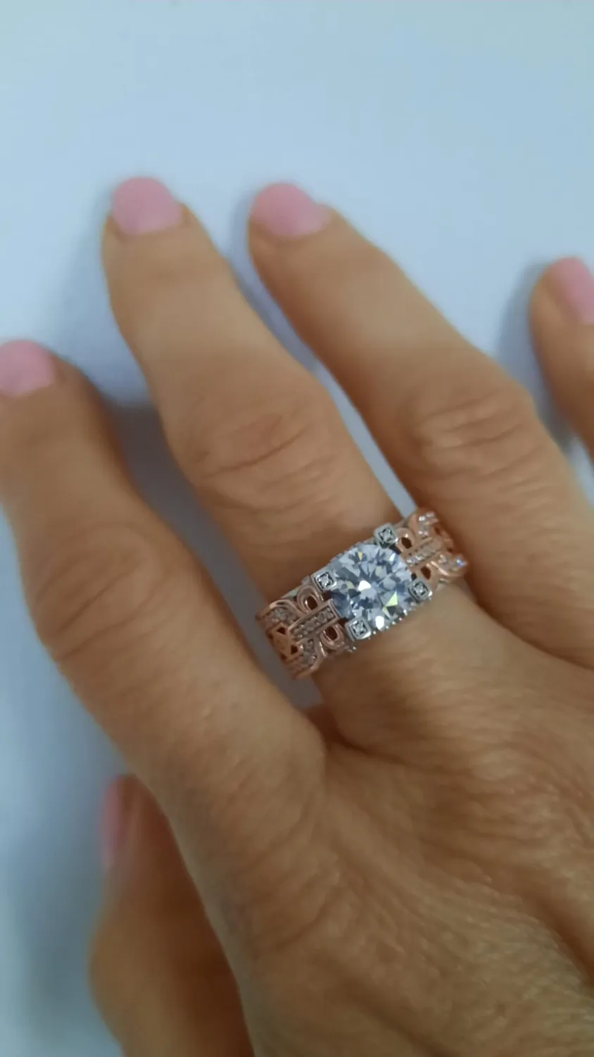 JewelryPalace Infinito anello fidanzamento argento zirconia oro rosa