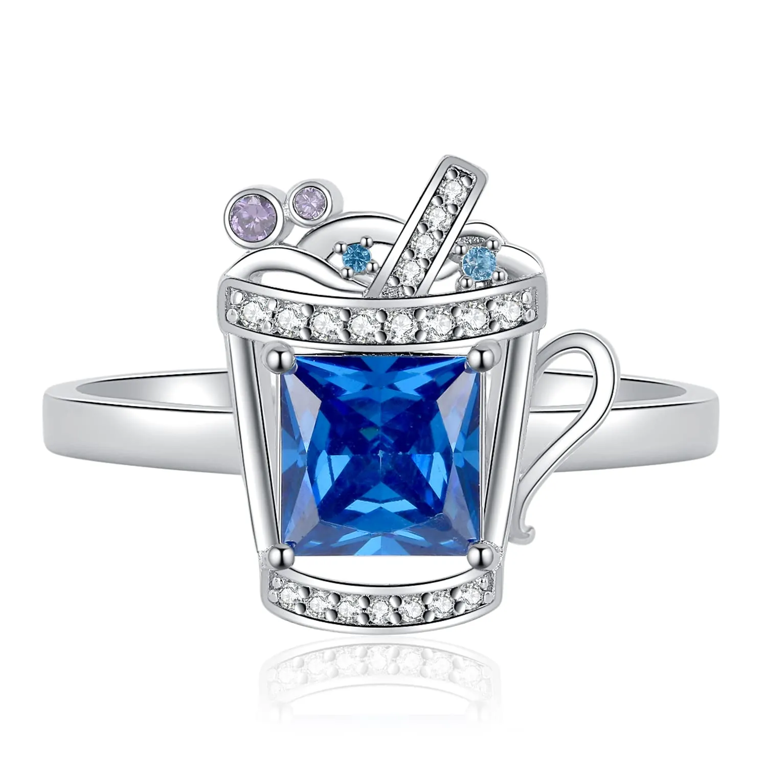 JewelryPalace Bevanda 3.68ct anello argento 925 spinello blu