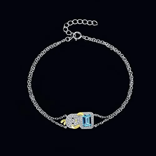 JewelryPalace Halo Anatra Gialla 0.5ct bracciale topazio blu