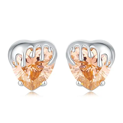 JewelryPalace Ape 9.2ct Orecchini Bottone Argento Cuore Arancione