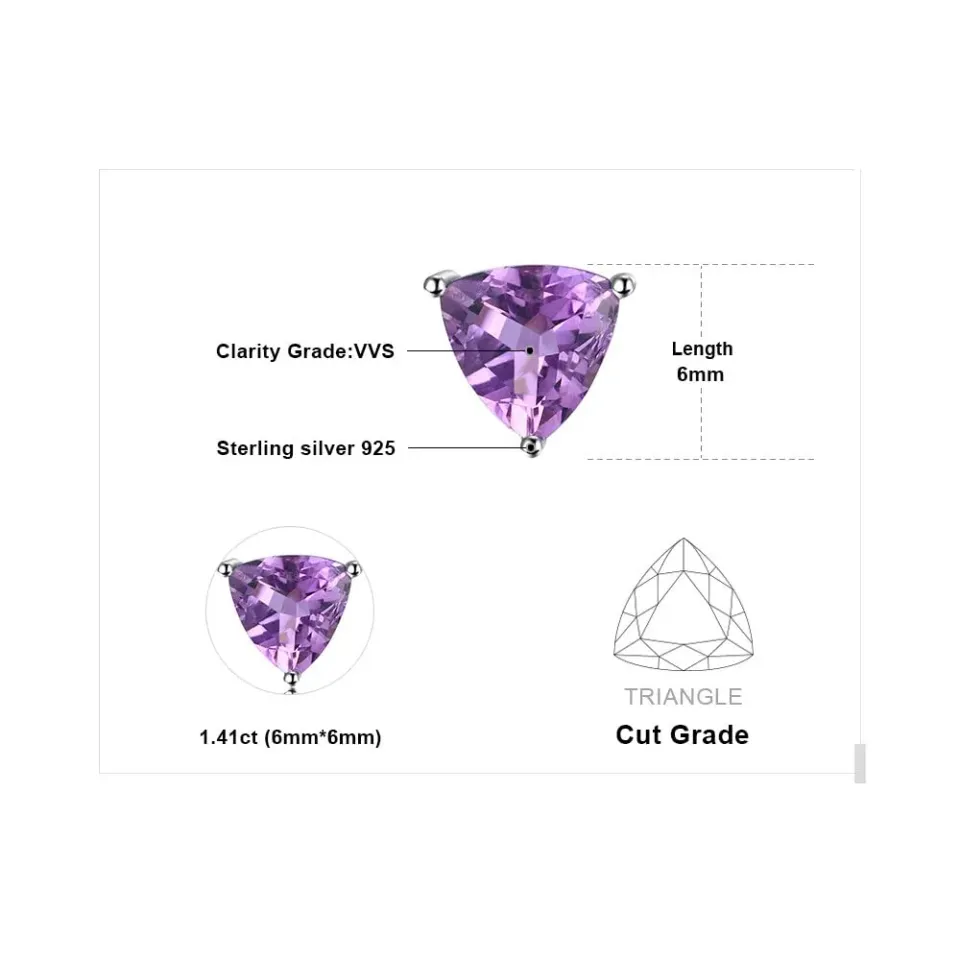 JewelryPalace Triangolo orecchini ametista 1.9 ct argento
