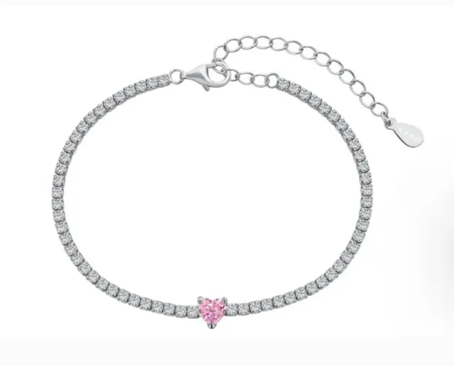 Gioielli Celiento Tennis Cuore Rosa Bracciale Argento 925