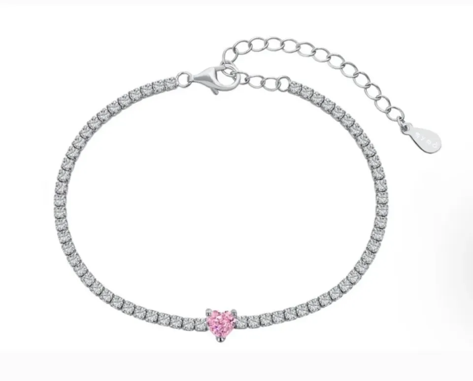 Gioielli Celiento Tennis Cuore Rosa Bracciale Argento 925