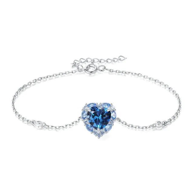 JewelryPalace Cuore 4.1ct Bracciale Argento 925 Zirconia Blu