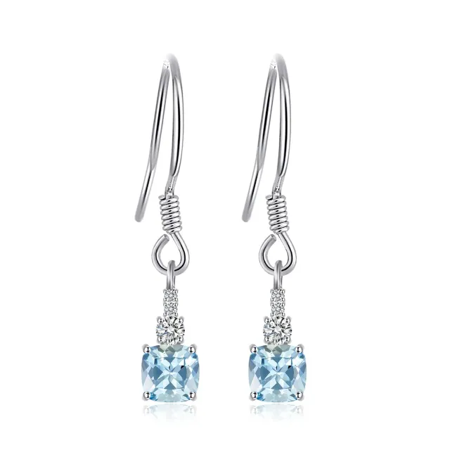 JewelryPalace Orecchini Pendenti Topazio Azzurro Argento 925
