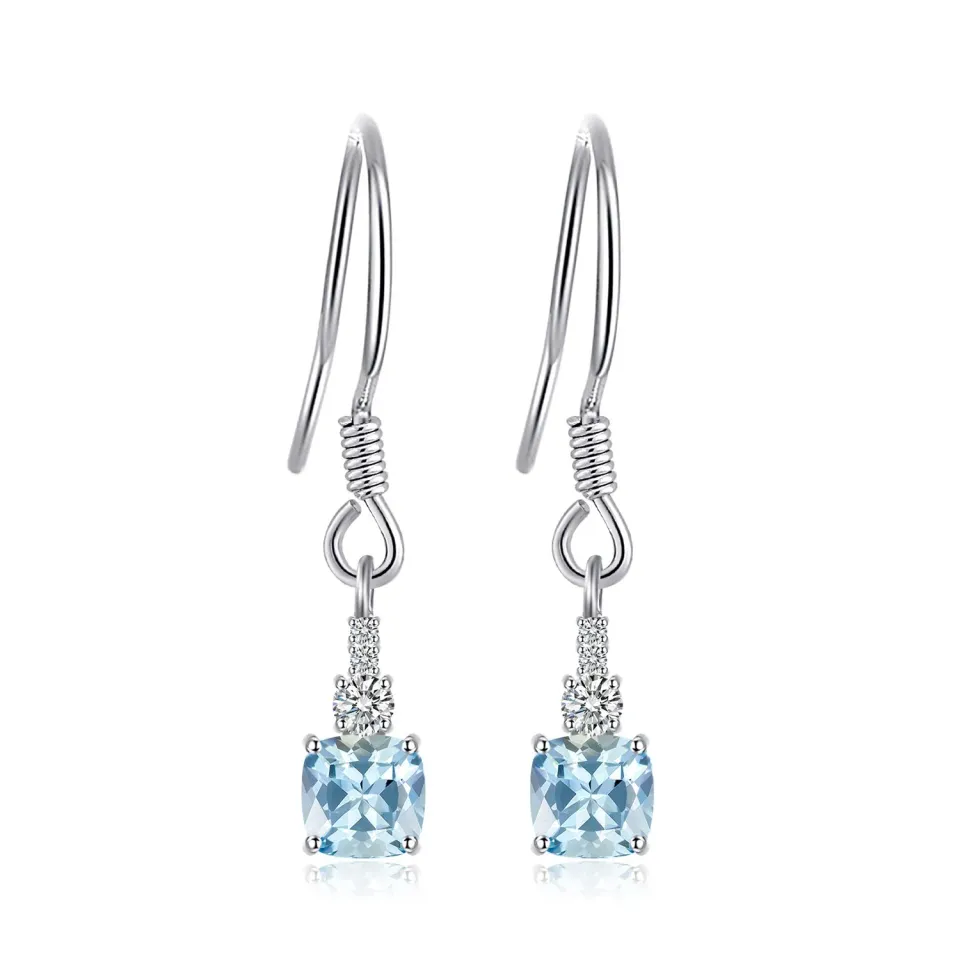 JewelryPalace Orecchini Pendenti Topazio Azzurro Argento 925