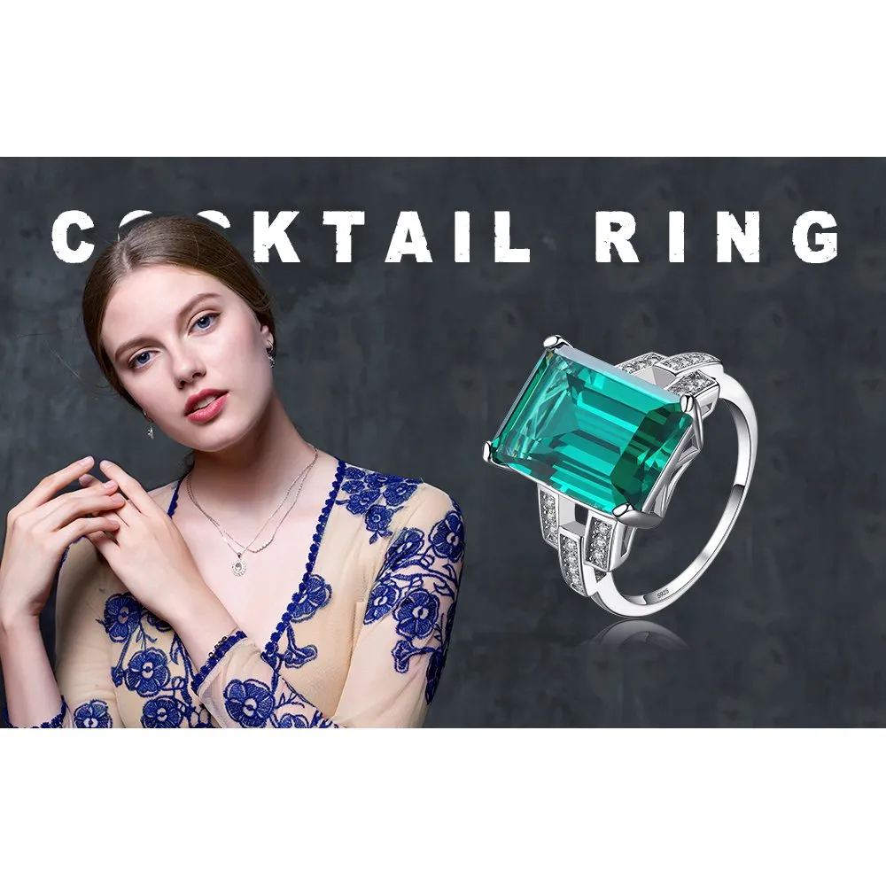 JewelryPalace 5.9ct Rettangolo anello cocktail argento verde