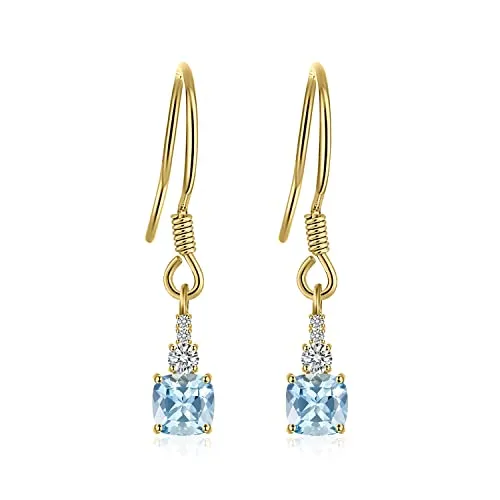 JewelryPalace Topazio Azzurro orecchini oro cuscino