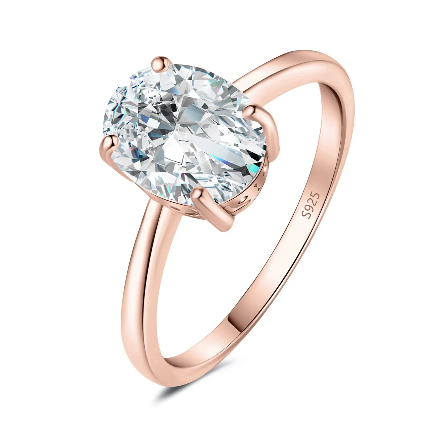 JewelryPalace 1-2ct Anello Solitario Ovale Argento