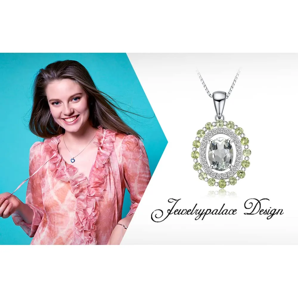 JewelryPalace Ovale Collana Argento 925 Ametista Verde 45cm Tre Ori