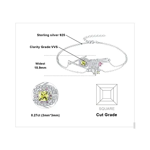 JewelryPalace Sushi 1.1ct bracciale argento zirconia quadrata
