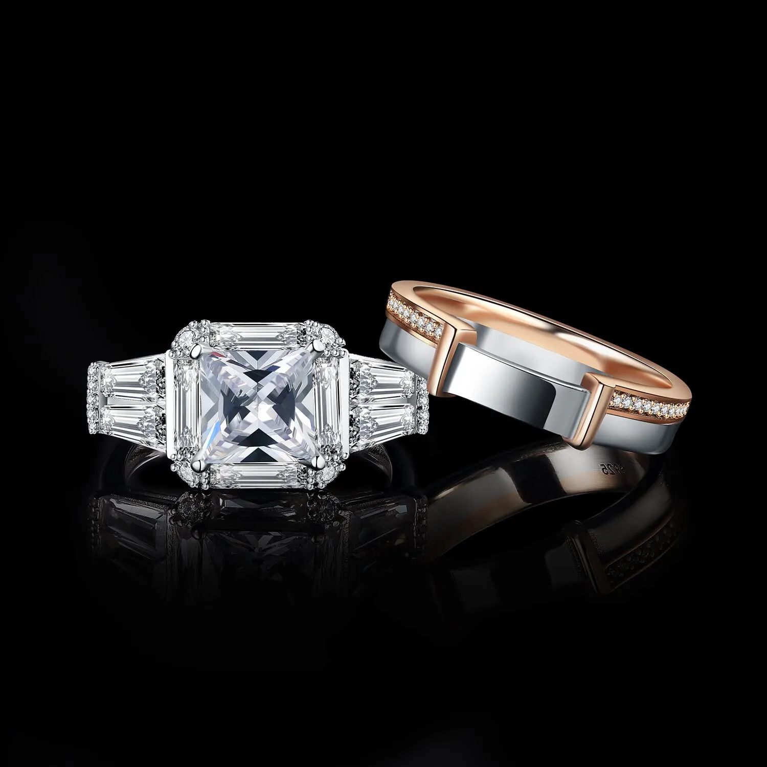 JewelryPalace Classico anello halo 1.57ct zirconia oro rosa