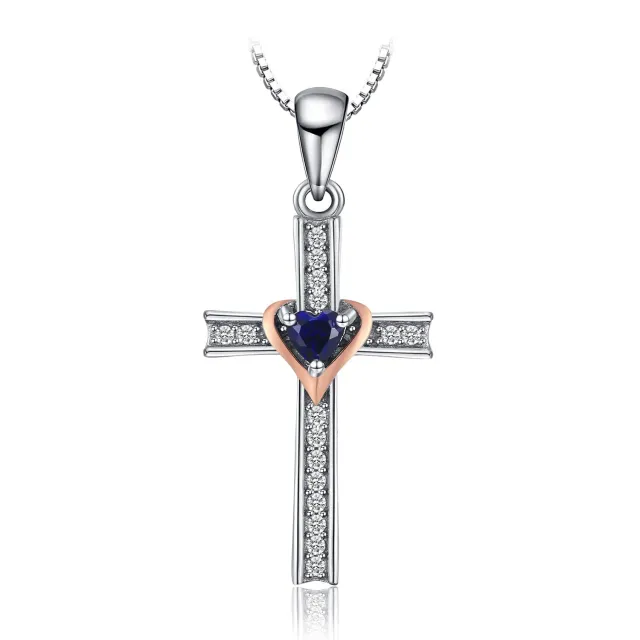 JewelryPalace Croce collana argento peridoto zaffiro 45 cm