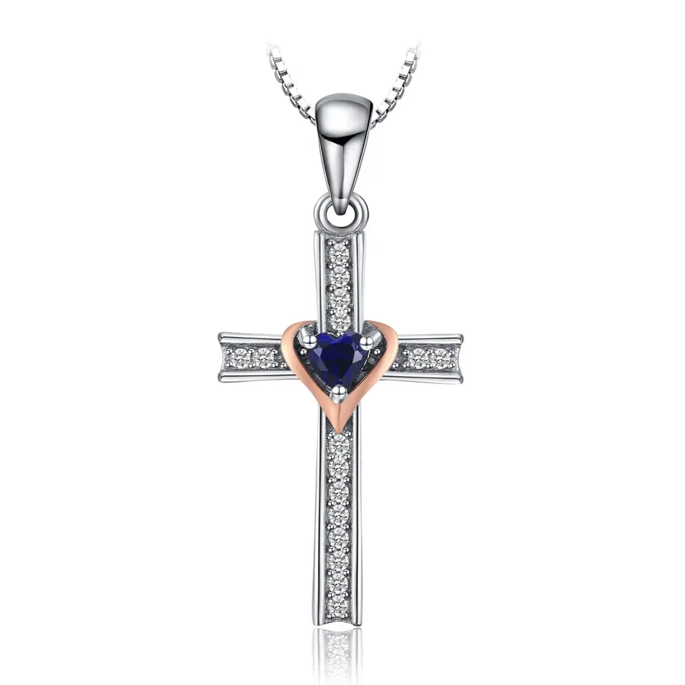 JewelryPalace Croce collana argento peridoto zaffiro 45 cm