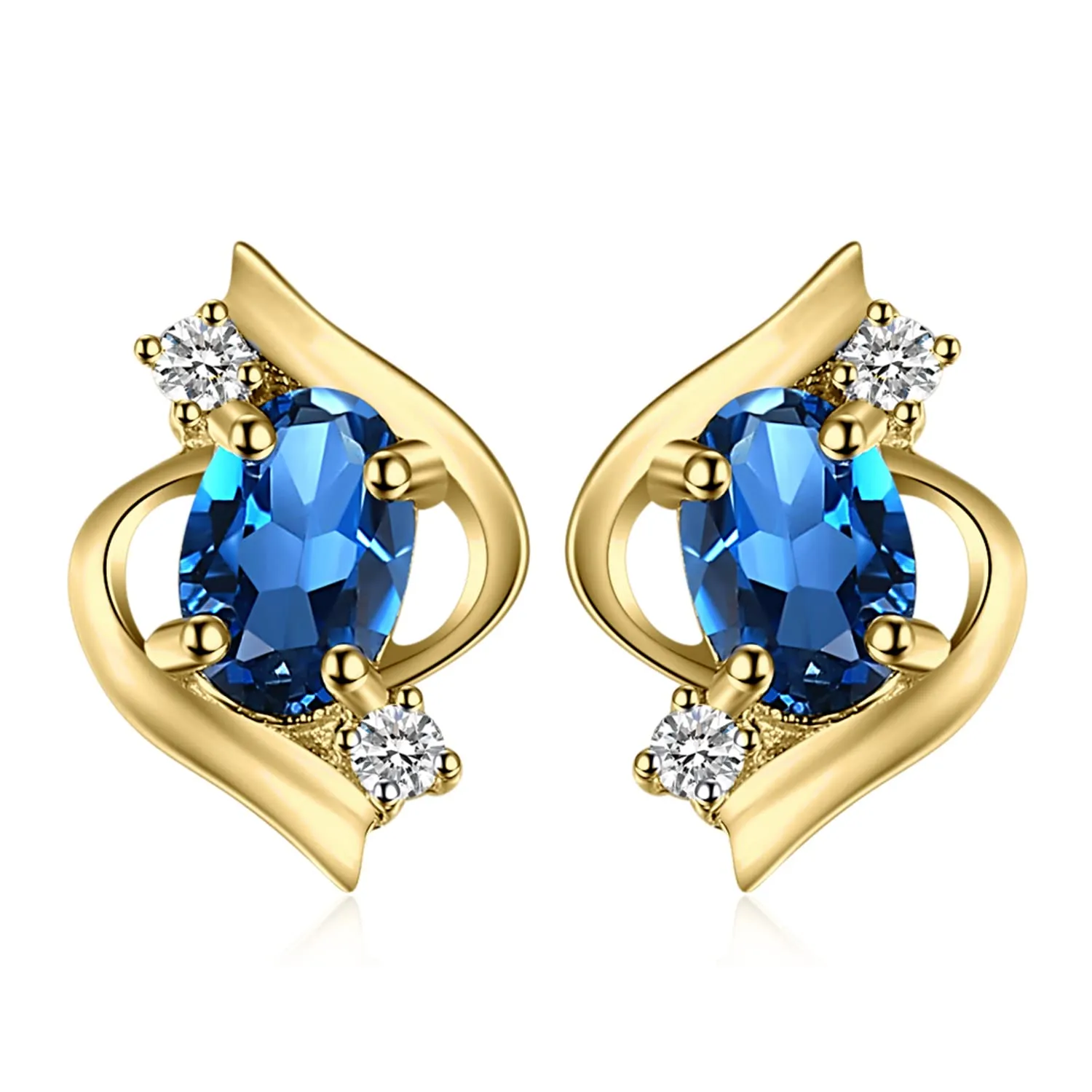 JewelryPalace Orecchini Bottone Argento Topazio Blu 1ct Ovale