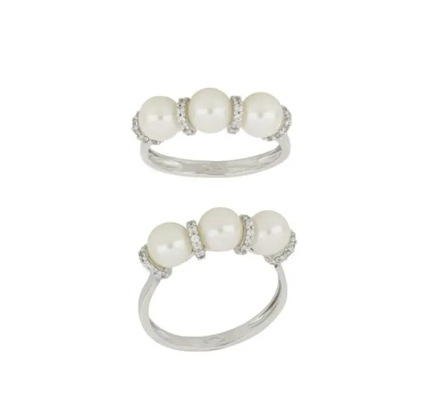 Gioielli Celiento anello perle zaffiri oro bianco 18Kt