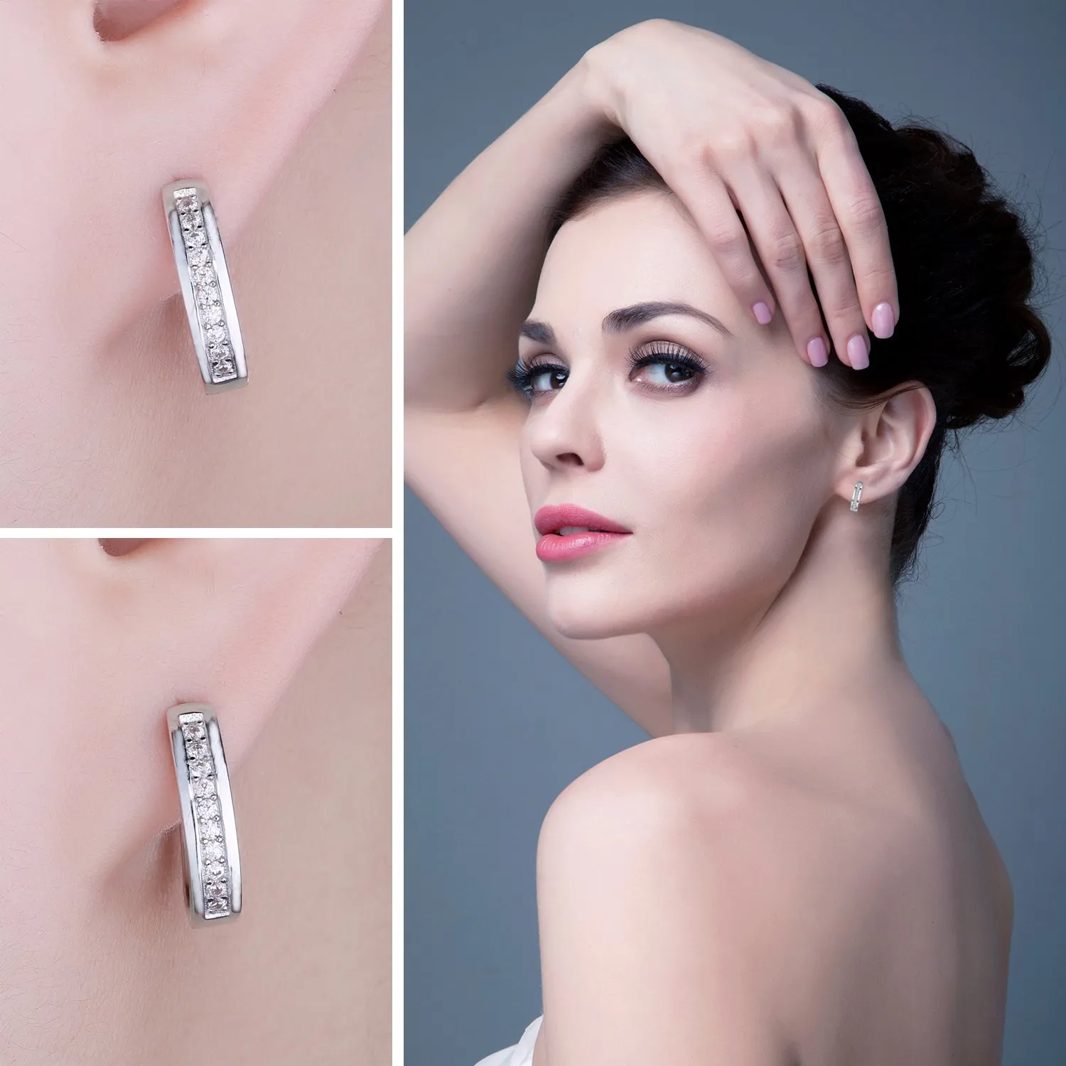 JewelryPalace Hoop orecchini a cerchio argento zirconia