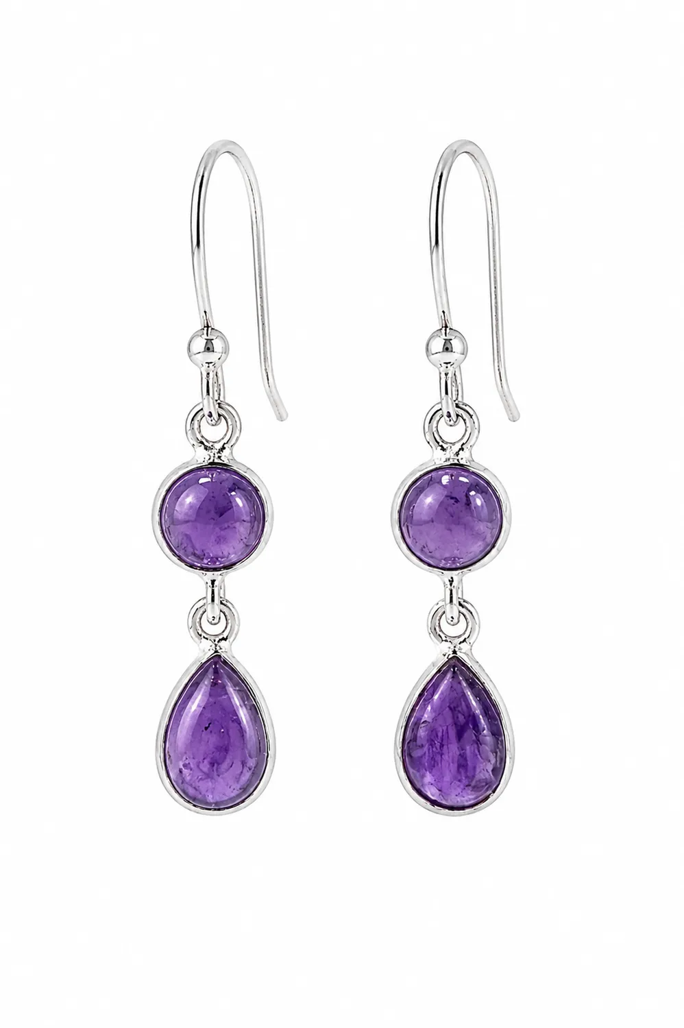 Victoria Jane Double Stone Drop orecchini argento ametista