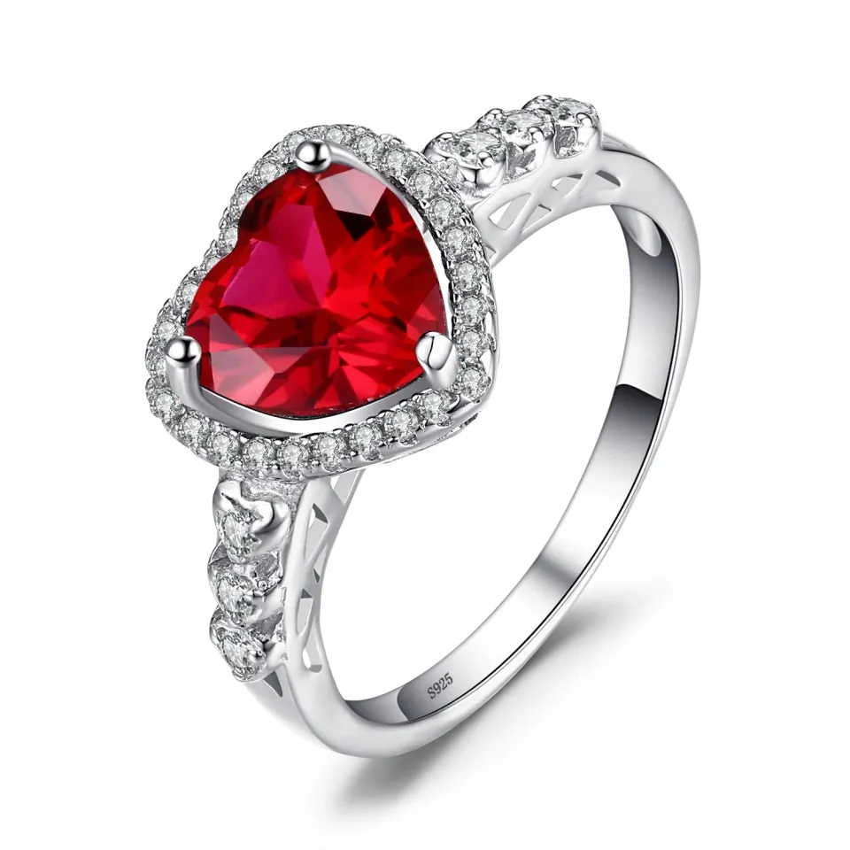 JewelryPalace Cuore dell'Oceano Halo anello rubino 14.5