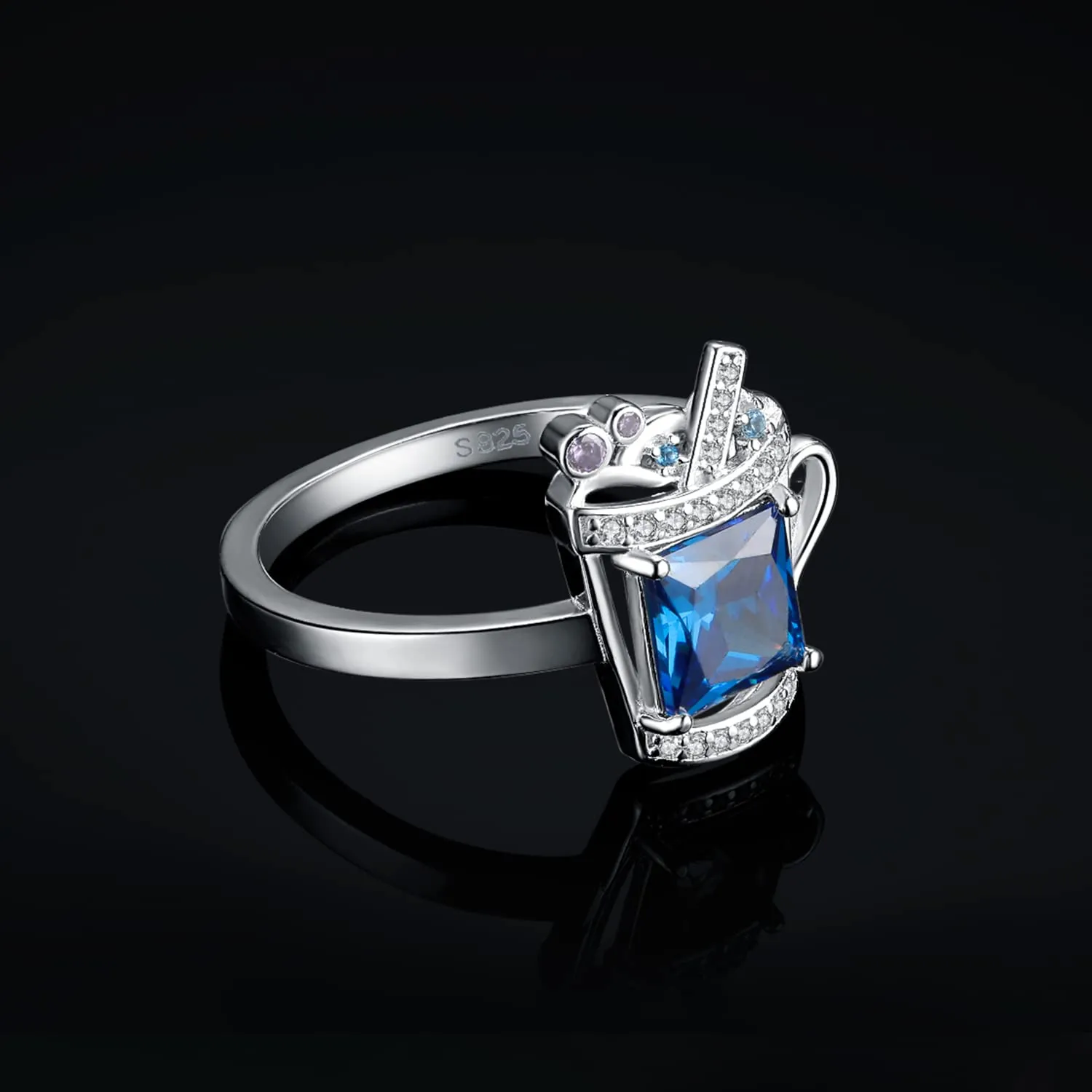 JewelryPalace Bevanda 3.68ct anello argento 925 spinello blu