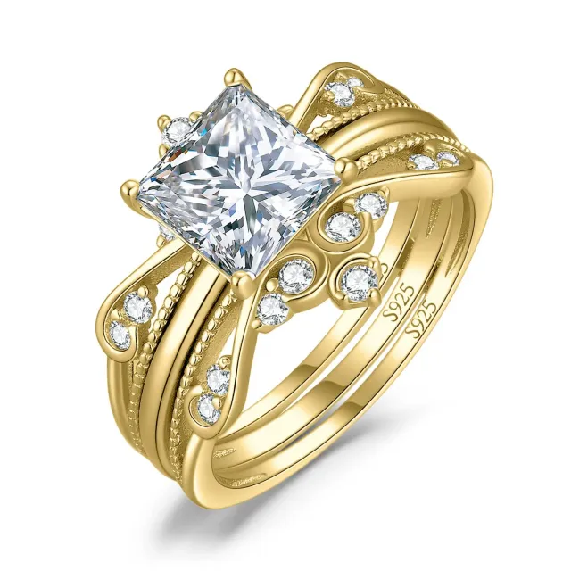 JewelryPalace Vintage Anello Principessa Oro Zirconia 2ct
