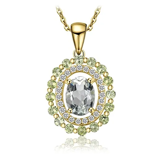 JewelryPalace Peridoto collana argento ovale 2ct catena 45cm