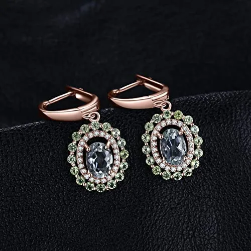 JewelryPalace Peridoto Halo orecchini oro rosa 1.4ct