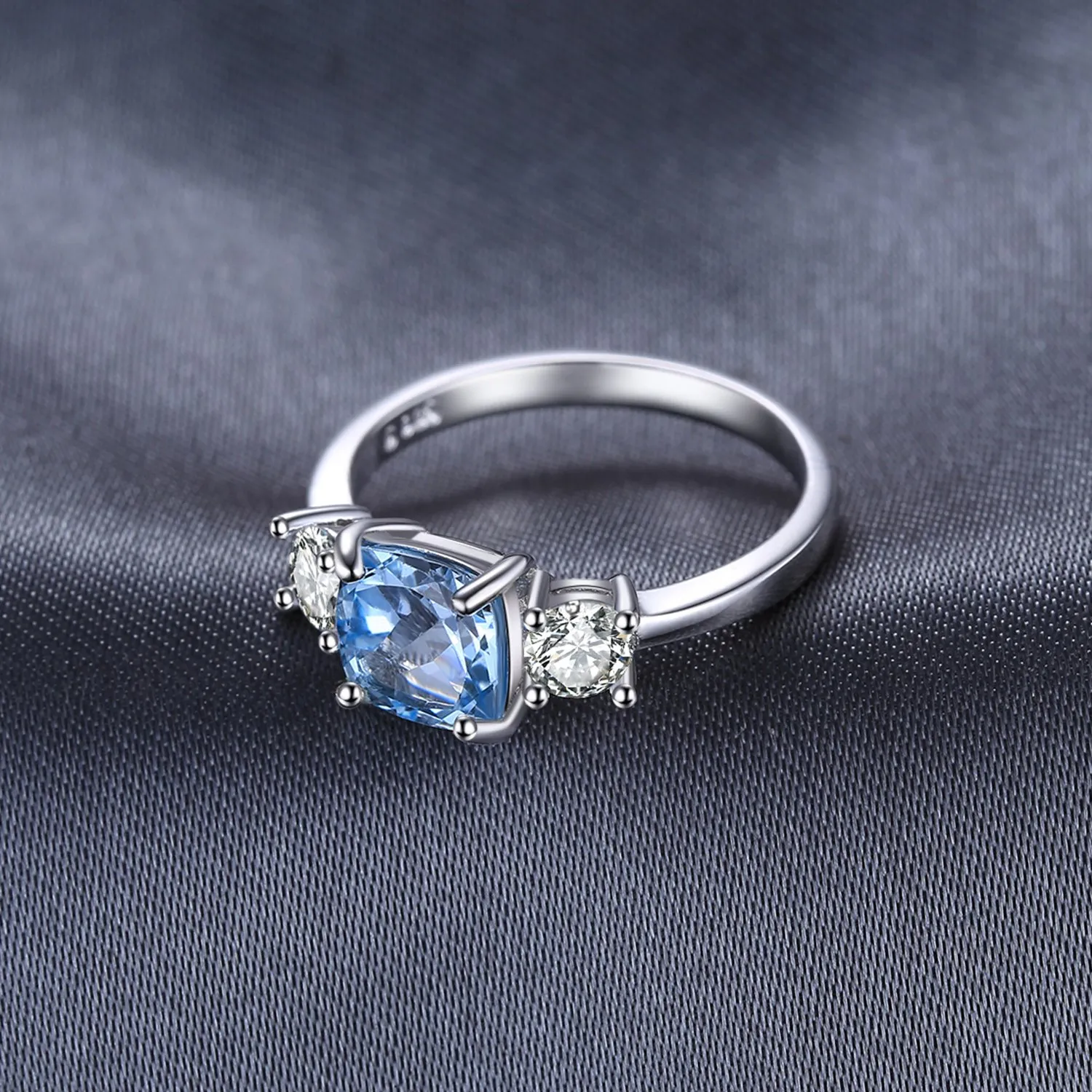 JewelryPalace Anello Tre Pietre Topazio Blu Argento 925