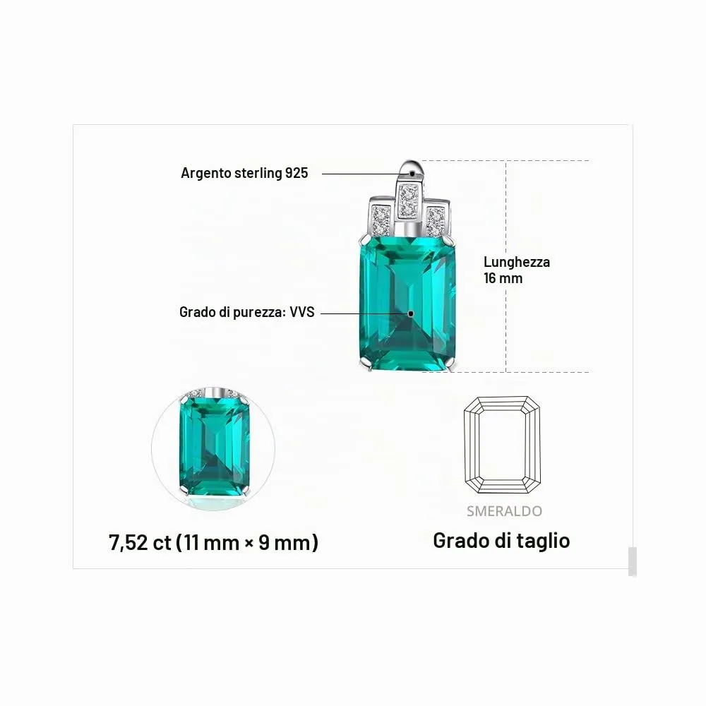 JewelryPalace 7,6ct Orecchini Smeraldo Argento 925 Argento