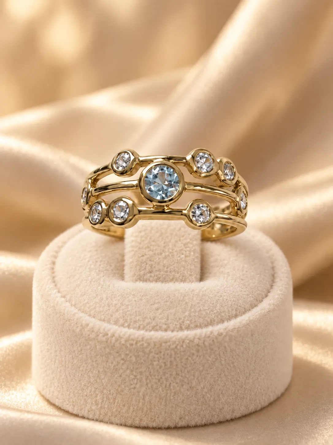 Victoria Jane Blue Topaz Raindrop anello oro topazio