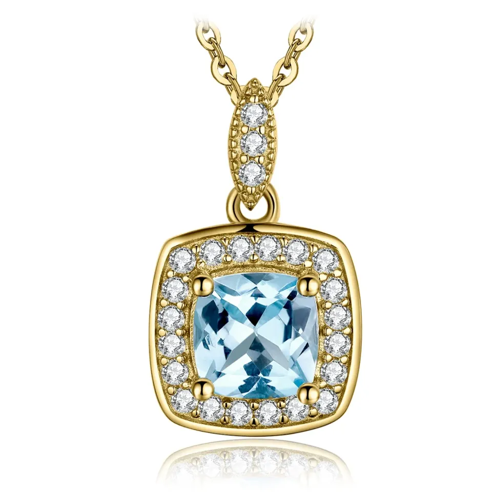 JewelryPalace Halo 1.2ct Collana topazio azzurro argento