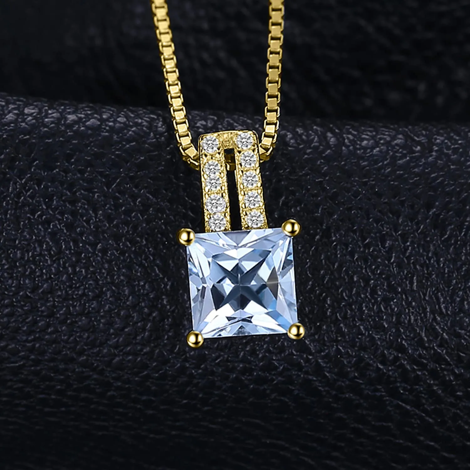 JewelryPalace Quadrata 1.2ct collana oro topazio blu