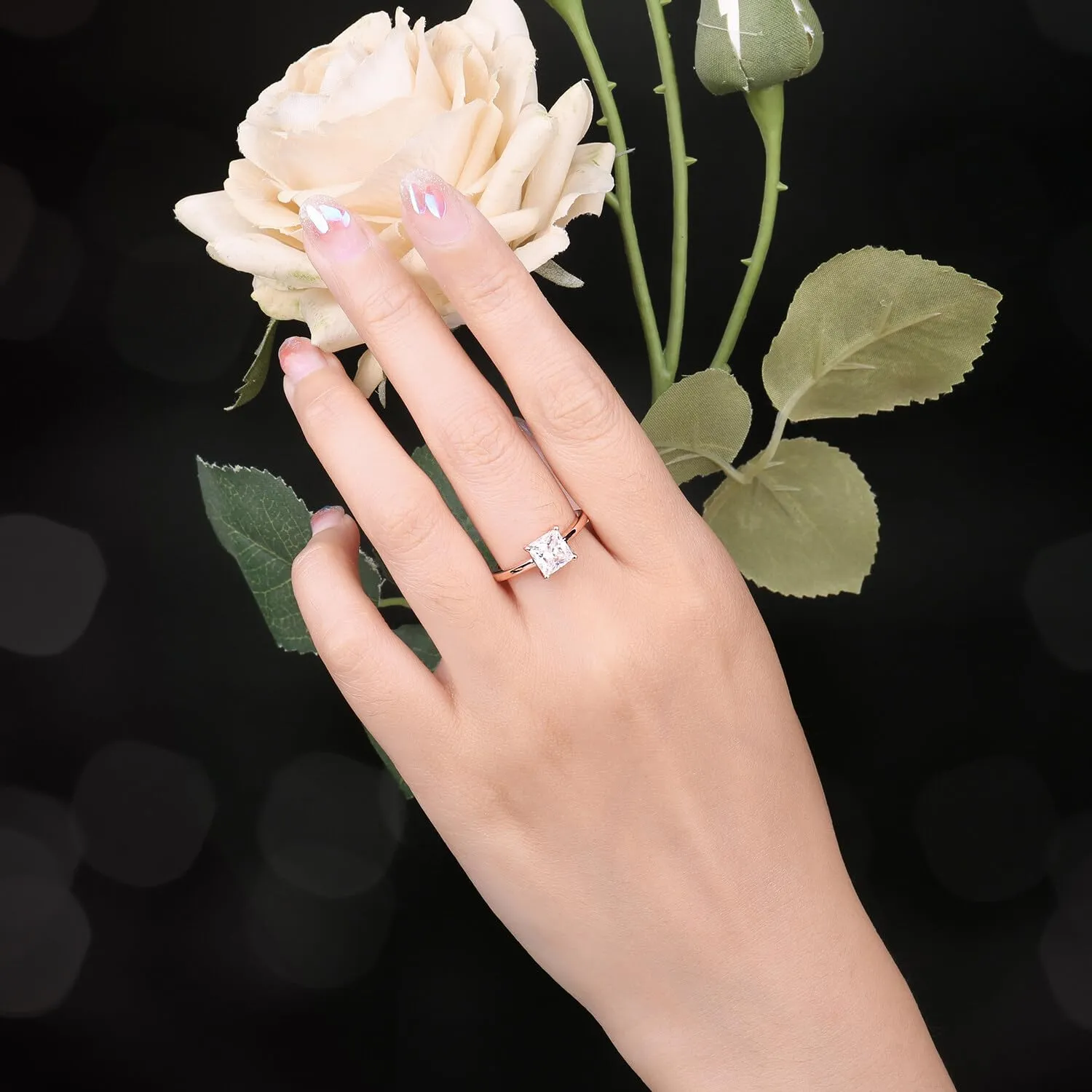 JewelryPalace Solitario 1ct Anello Argento Taglio Principessa