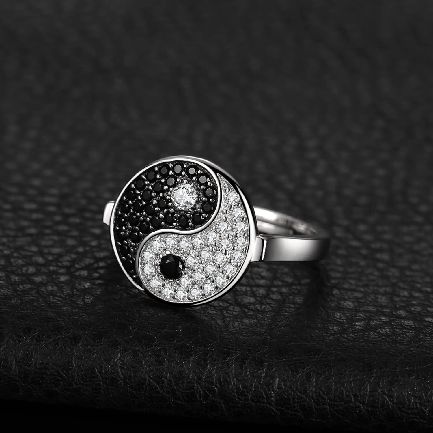 JewelryPalace Yin Yang anello argento spinello nero regolabile