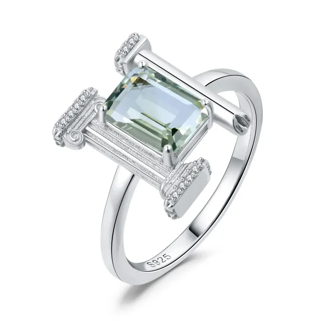 JewelryPalace Architettura anello ametista verde argento taglio smeraldo