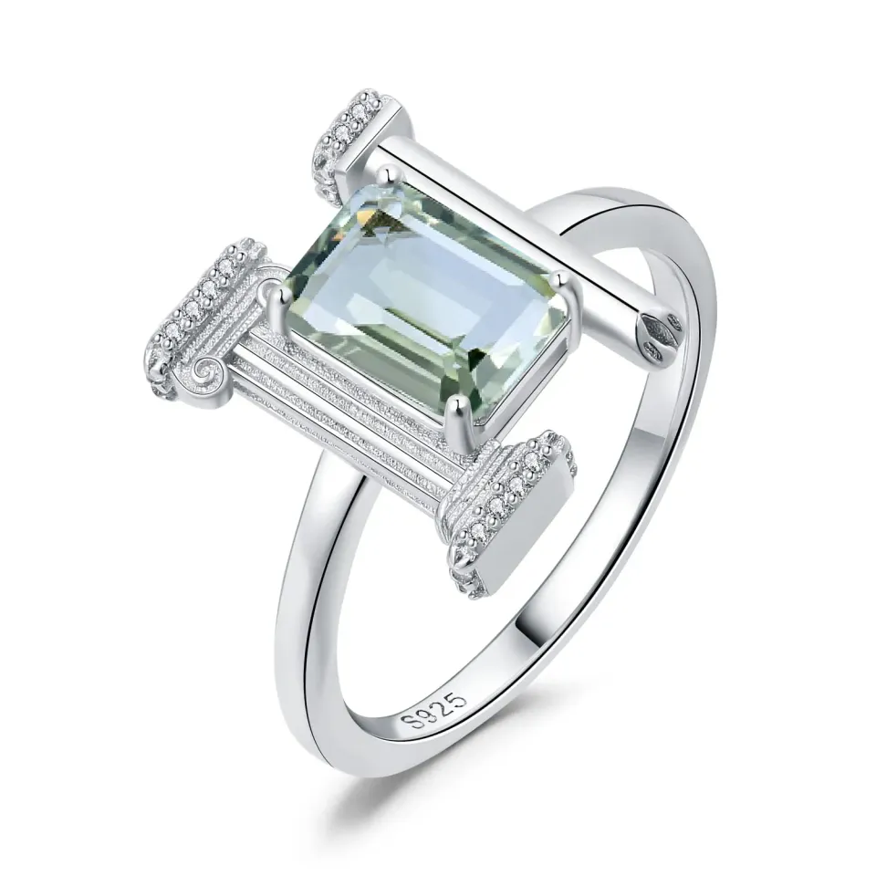 JewelryPalace Architettura anello ametista verde argento taglio smeraldo