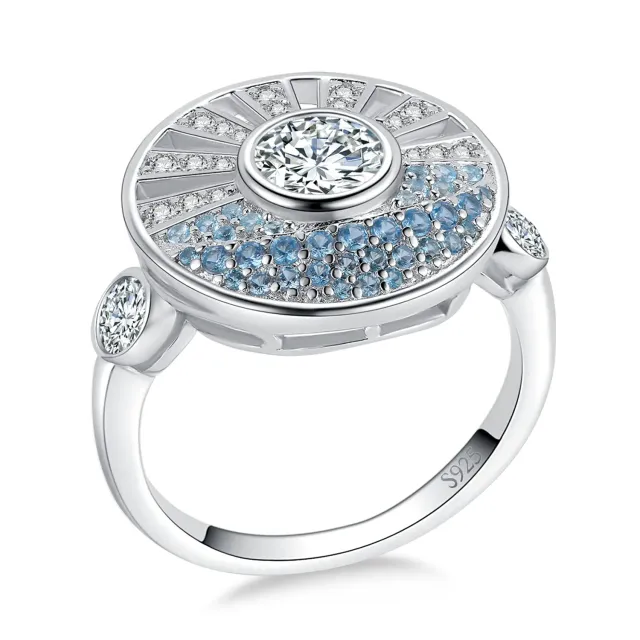 JewelryPalace Sole Anello Argento 925 Zirconia Azzurra 0.6ct