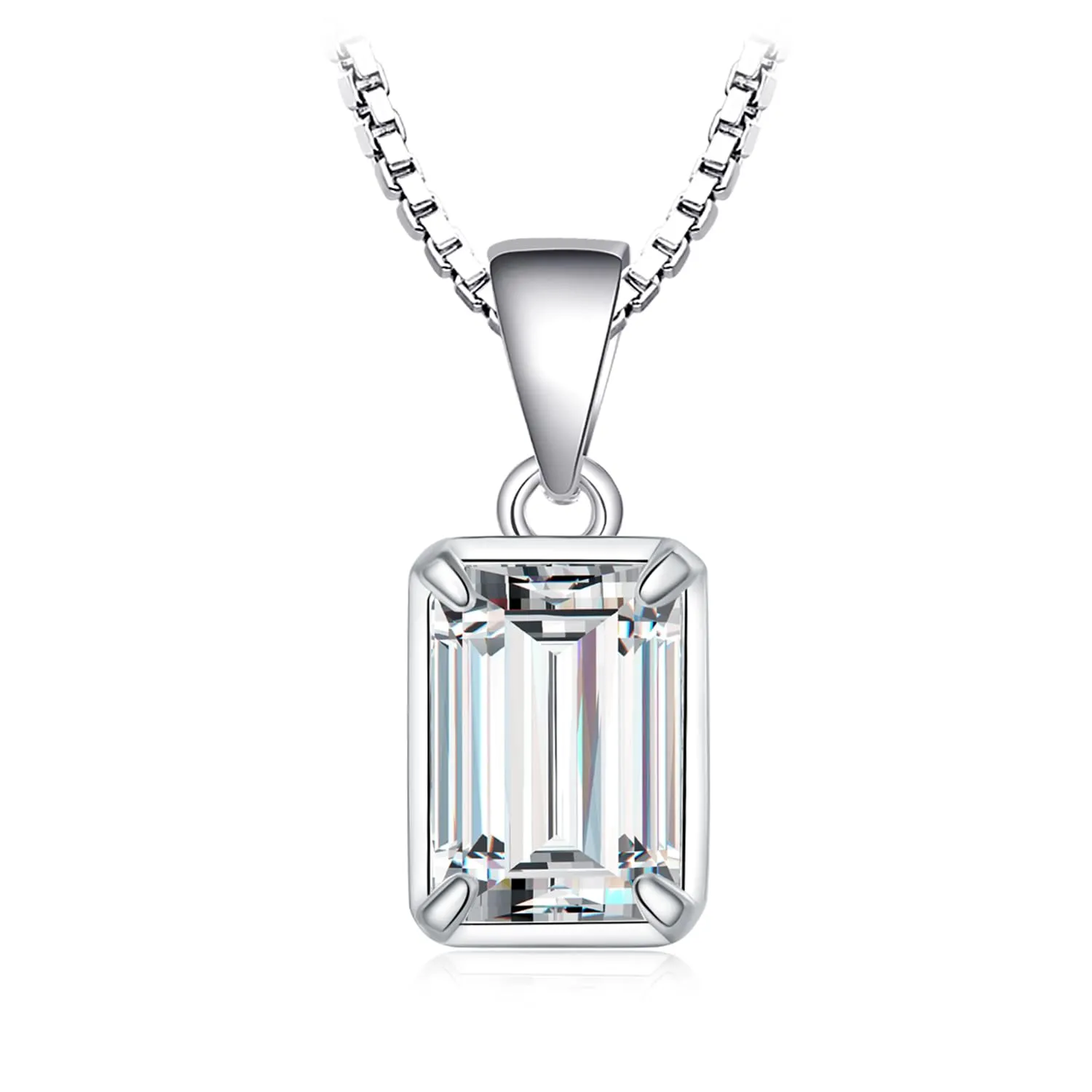 JewelryPalace Solitario Collana Argento 925 zirconia taglio smeraldo