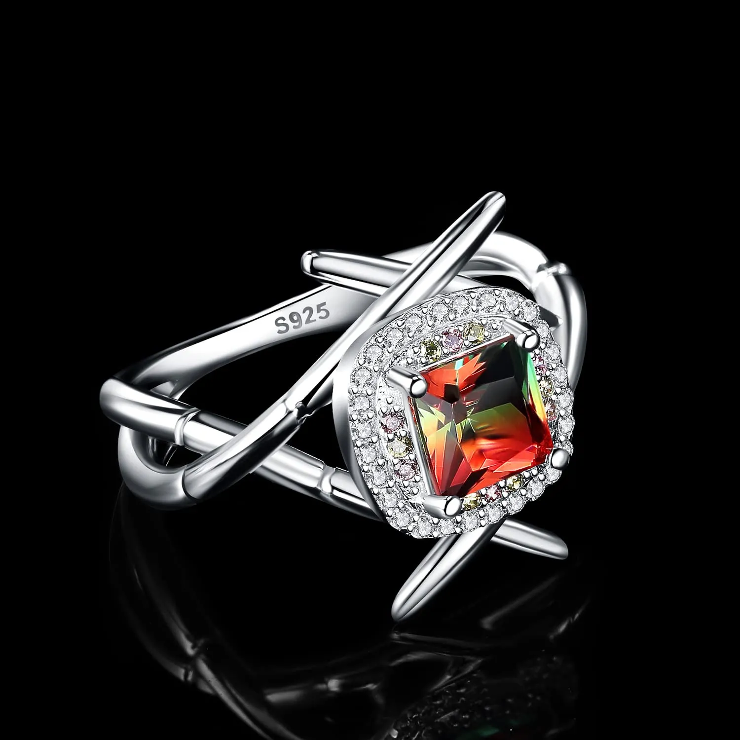 JewelryPalace Sushi Anello Argento Tormalina Anguria 1.2ct