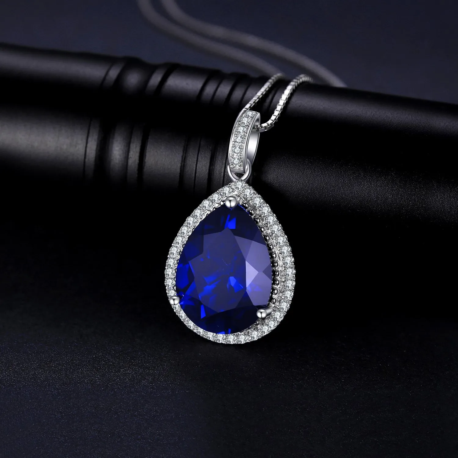 JewelryPalace Collana Argento 925 Zaffiro Blu Pera 45cm